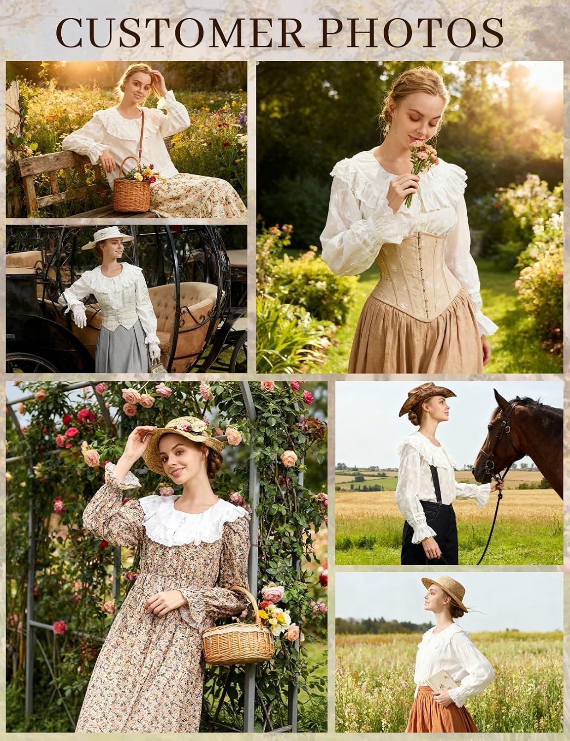 image:imageBEAUTELICATE Victorian Blouse 100 Cotton Ruffled Collar Bell Sleeves Cottagecore Shirt