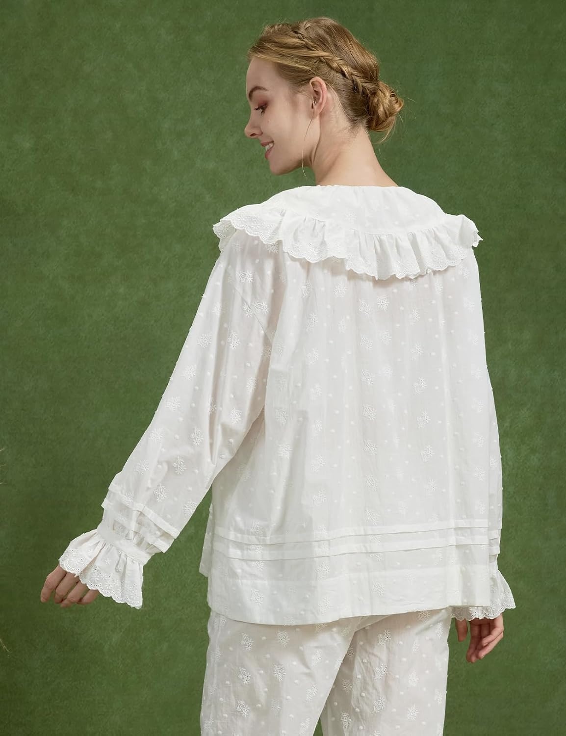 image:imageBEAUTELICATE Victorian Blouse 100 Cotton Ruffled Collar Bell Sleeves Cottagecore Shirt