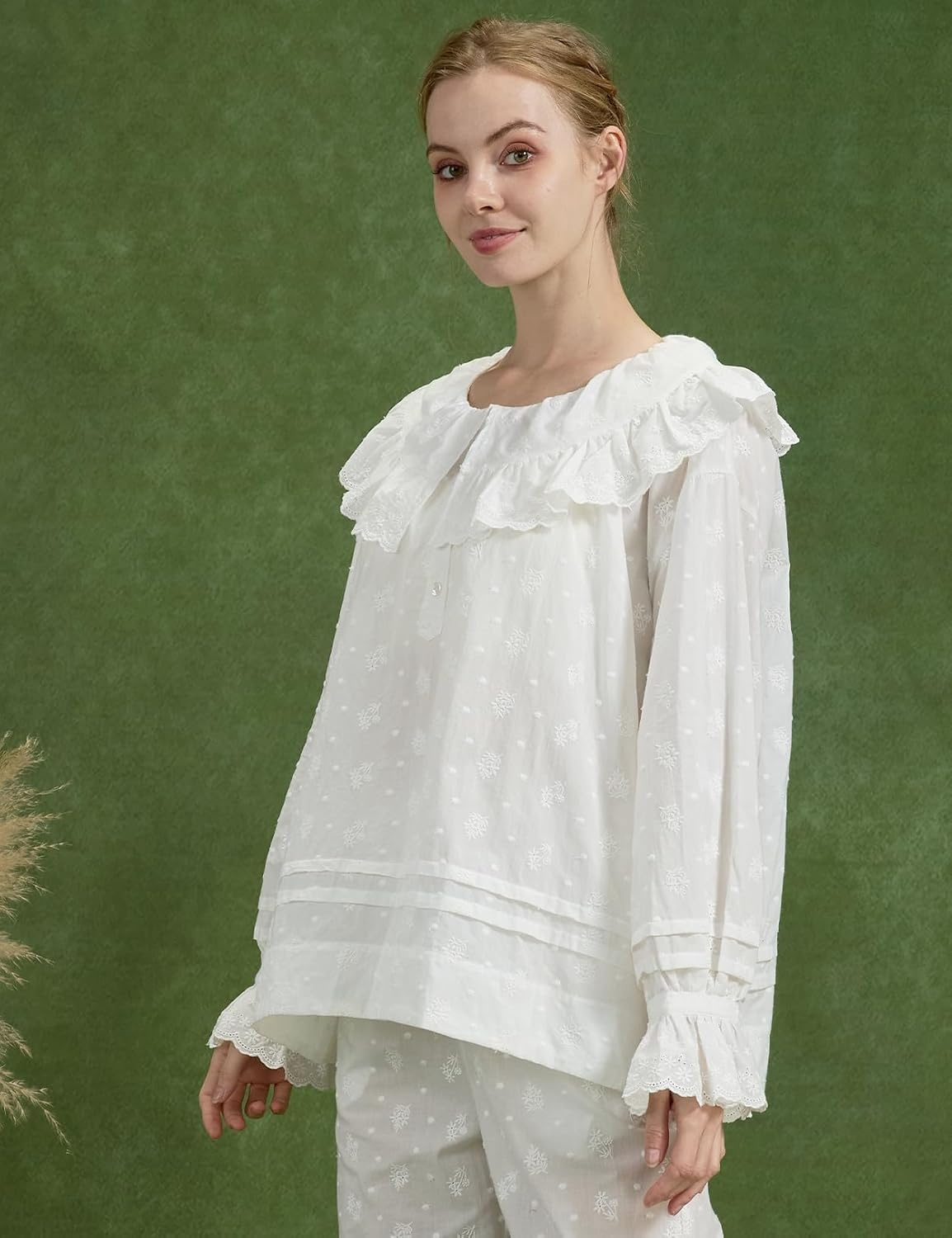 image:imageBEAUTELICATE Victorian Blouse 100 Cotton Ruffled Collar Bell Sleeves Cottagecore Shirt