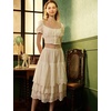 image:imageBEAUTELICATE 100 Cotton Half Slip Lightweight Skirt Extender Underskirt for Women 3 Tiered Lace HemCream