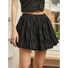 image:imageBEAUTELICATE 100 Cotton Mini Skirt with Builtin Shorts 2 Side Pockets Aline Puffy Vintage SkirtBlack