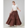 image:imageBEAUTELICATE 100 Cotton Victorian Maxi Skirt Women Gypsy Medieval Renaissance Boho Skirt Full LengthBrown