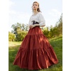 image:imageBEAUTELICATE 100 Cotton Victorian Maxi Skirt Women Gypsy Medieval Renaissance Boho Skirt Full LengthBurnt Orange