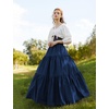 image:imageBEAUTELICATE 100 Cotton Victorian Maxi Skirt Women Gypsy Medieval Renaissance Boho Skirt Full LengthNavy Blue