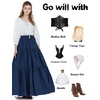 image:imageBEAUTELICATE 100 Cotton Victorian Maxi Skirt Women Gypsy Medieval Renaissance Boho Skirt Full LengthNavy Blue