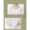 image:imageBEAUTELICATE 100 Cotton Women Renaissance Peasant NightGown Shirt Ruffled Sleeve Round Collar with Lace Trim OffWhite