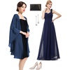image:imageBEAUTELICATE Chiffon Shawl Bridal Wedding Wrap Long Evening Scarves ScarfNavy Blue