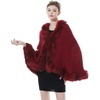 image:imageBEAUTELICATE Faux Fur Shawl Wrap Stole Shrug Bridal Winter Wedding with HookBurgundy