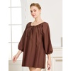 image:imageBEAUTELICATE Peasant Blouse Cotton Renaissance Faire Top Victorian Off ShoulderBrown