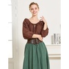image:imageBEAUTELICATE Peasant Blouse Cotton Renaissance Faire Top Victorian Off ShoulderBrown
