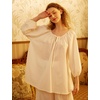 image:imageBEAUTELICATE Peasant Blouse Cotton Renaissance Faire Top Victorian Off ShoulderIvory