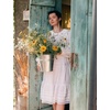 image:imageBEAUTELICATE Peasant Skirt Vintage Tea Length Skirt Without Lining 100 Cotton LightweightIvory