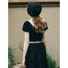 image:imageBEAUTELICATE Renaissance Shirt White Crop Tops for Women Puff Sleeve Blouse for Women Decorative ButtonBlack