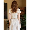 image:imageBEAUTELICATE Renaissance Shirt White Crop Tops for Women Puff Sleeve Blouse for Women Decorative ButtonWhite