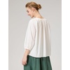 image:imageBEAUTELICATE Renaissance Shirt for Women 34 Sleeve Elastic Cuff 100 Cotton Round Neck Peasant BlouseOffwhite