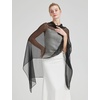 image:imageBEAUTELICATE Sheer Bridal Shawl for Wedding Dress 3 Multiways Shawl Bridesmaids Capelet ScarfBlack