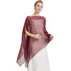 image:imageBEAUTELICATE Sheer Bridal Shawl for Wedding Dress 3 Multiways Shawl Bridesmaids Capelet ScarfBurgundy