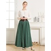 image:imageBEAUTELICATE Victorian Medieval Skirt 2 Pockets Elastic Waist Peach Skin Fabric anklelengthForest Green