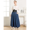 image:imageBEAUTELICATE Victorian Medieval Skirt 2 Pockets Elastic Waist Peach Skin Fabric anklelengthNavy Blue