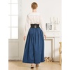 image:imageBEAUTELICATE Victorian Medieval Skirt 2 Pockets Elastic Waist Peach Skin Fabric anklelengthNavy Blue