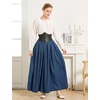 image:imageBEAUTELICATE Victorian Medieval Skirt 2 Pockets Elastic Waist Peach Skin Fabric anklelengthNavy Blue