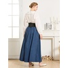 image:imageBEAUTELICATE Victorian Medieval Skirt 2 Pockets Elastic Waist Peach Skin Fabric anklelengthNavy Blue