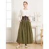 image:imageBEAUTELICATE Victorian Medieval Skirt 2 Pockets Elastic Waist Peach Skin Fabric anklelengthOlive Green