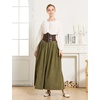 image:imageBEAUTELICATE Victorian Medieval Skirt 2 Pockets Elastic Waist Peach Skin Fabric anklelengthOlive Green