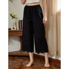 image:imageBEAUTELICATE Vintage Cotton Shorts Pettipants Culotte Slip Cropped Sleepwear Pants with Lace EdgeBlack