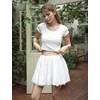 image:imageBEAUTELICATE White 100 Cotton Mini Skirt Side 2 Pockets Elastic Waist Fluffy Skirt Pure Cotton Lining
