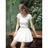 image:imageBEAUTELICATE White 100 Cotton Mini Skirt Side 2 Pockets Elastic Waist Fluffy Skirt Pure Cotton Lining