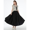 image:imageBEAUTELICATE Women 100 Cotton Maxi Skirt Elastic Waist Two Side Pocket Casual Pleated SkirtBlack