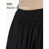 image:imageBEAUTELICATE Women 100 Cotton Maxi Skirt Elastic Waist Two Side Pocket Casual Pleated SkirtBlack