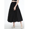 image:imageBEAUTELICATE Women 100 Cotton Maxi Skirt Elastic Waist Two Side Pocket Casual Pleated SkirtBlack