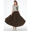 image:imageBEAUTELICATE Women 100 Cotton Maxi Skirt Elastic Waist Two Side Pocket Casual Pleated SkirtBrown