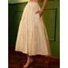 image:imageBEAUTELICATE Women 100 Cotton Maxi Skirt Elastic Waist Two Side Pocket Casual Pleated SkirtIvory