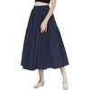 image:imageBEAUTELICATE Women 100 Cotton Maxi Skirt Elastic Waist Two Side Pocket Casual Pleated SkirtNavy Blue
