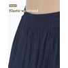 image:imageBEAUTELICATE Women 100 Cotton Maxi Skirt Elastic Waist Two Side Pocket Casual Pleated SkirtNavy Blue