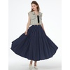 image:imageBEAUTELICATE Women 100 Cotton Maxi Skirt Elastic Waist Two Side Pocket Casual Pleated SkirtNavy Blue