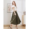 image:imageBEAUTELICATE Women 100 Cotton Maxi Skirt Elastic Waist Two Side Pocket Casual Pleated SkirtOlive Green