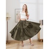 image:imageBEAUTELICATE Women 100 Cotton Maxi Skirt Elastic Waist Two Side Pocket Casual Pleated SkirtOlive Green