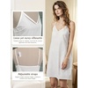 image:imageBEAUTELICATE Women 100 Cotton Slip with Adjustable Straps Under Dress Lightweight Above Knee Summer NightgownWhite