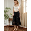 image:imageBEAUTELICATE Women Cotton Batiste Culotte Slip Pettipants Lace Trim Vintage Wide Leg Half SlipBlack