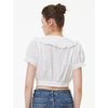 image:imageBEAUTELICATE Women Crop Top French Vintage Petter Pan Collar Puff Sleeve 100 CottonOffwhite
