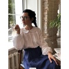image:imageBEAUTELICATE Women Edwardian Shirt Petter Pan Collar Back Buttons Long Puff Sleeve Victorian BlouseOffwhite