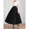 image:imageBEAUTELICATE Women Long Cotton Skirt with Lining Elastic Waist 2 Pockets ALine Bohemia Pleated SkirtBlack