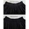 image:imageBEAUTELICATE Women Long Cotton Skirt with Lining Elastic Waist 2 Pockets ALine Bohemia Pleated SkirtBlack