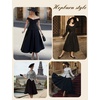 image:imageBEAUTELICATE Women Long Cotton Skirt with Lining Elastic Waist 2 Pockets ALine Bohemia Pleated SkirtBlack