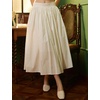 image:imageBEAUTELICATE Women Long Cotton Skirt with Lining Elastic Waist 2 Pockets ALine Bohemia Pleated SkirtIvory