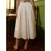 image:imageBEAUTELICATE Women Long Cotton Skirt with Lining Elastic Waist 2 Pockets ALine Bohemia Pleated SkirtIvory